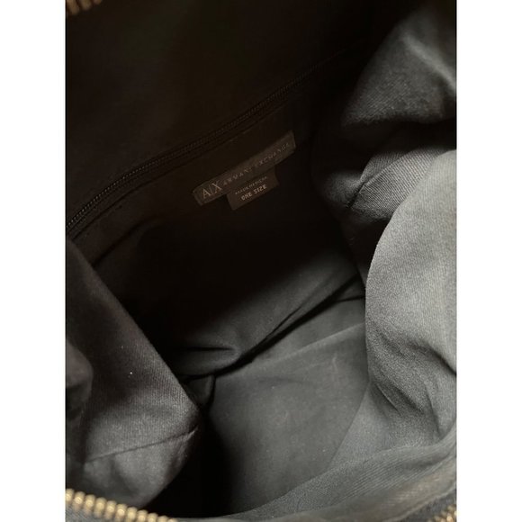 Armani Exchange Pleated Napa Leather Hobo Bag Nickel Logo Plate Hardware Slouch - Picture 8 of 16